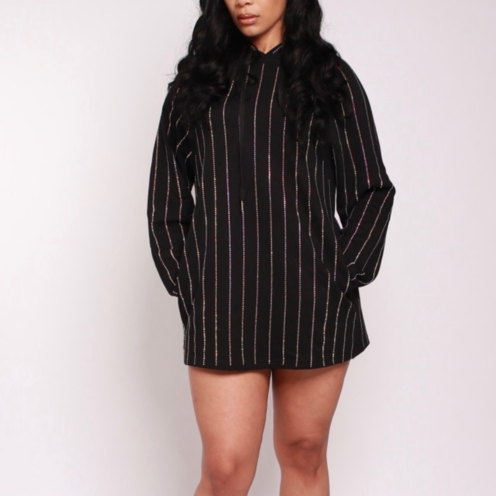 Rhinestone Hoodie Dress